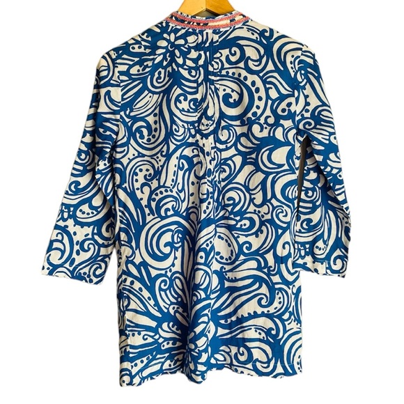 Lilly Pulitzer Sarasota Beaded Tunic Blue/White - Picture 7 of 9